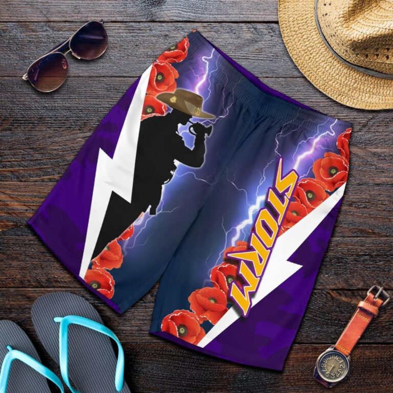 NRL Melbourne All Over Print Men's Shorts Storm Anzacday TH4