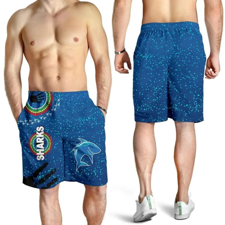 NRL Naidoc Sharks Men Shorts Cronulla Aboriginal Style K36