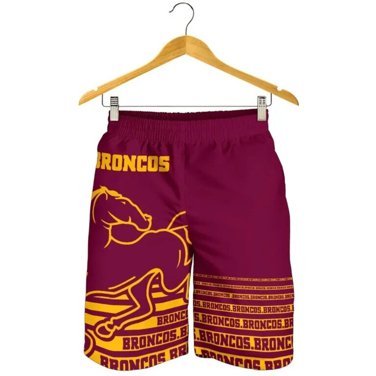 NRL Broncos All Over Print Men's Shorts Typography Style Version Special TH12