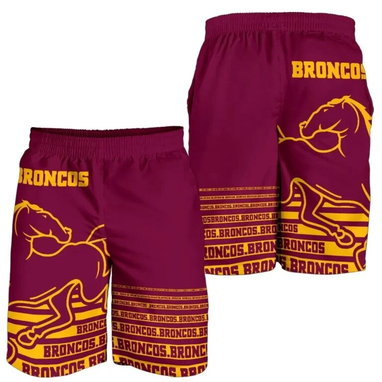 NRL Broncos All Over Print Men's Shorts Typography Style Version Special TH12