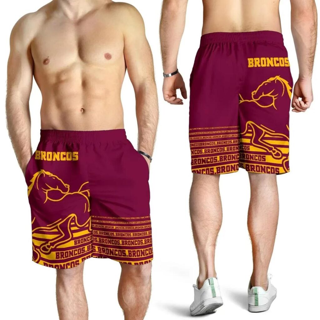 NRL Broncos All Over Print Men's Shorts Typography Style Version Special TH12