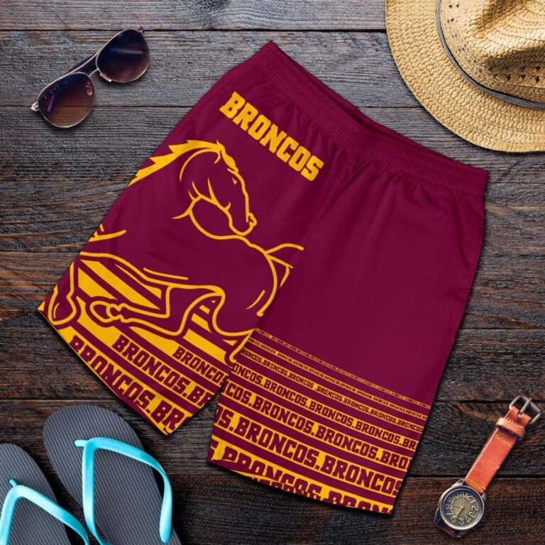 NRL Broncos All Over Print Men's Shorts Typography Style Version Special TH12