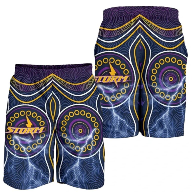 NRL Melbourne Men Shorts Lightning Storm Indigenous K4