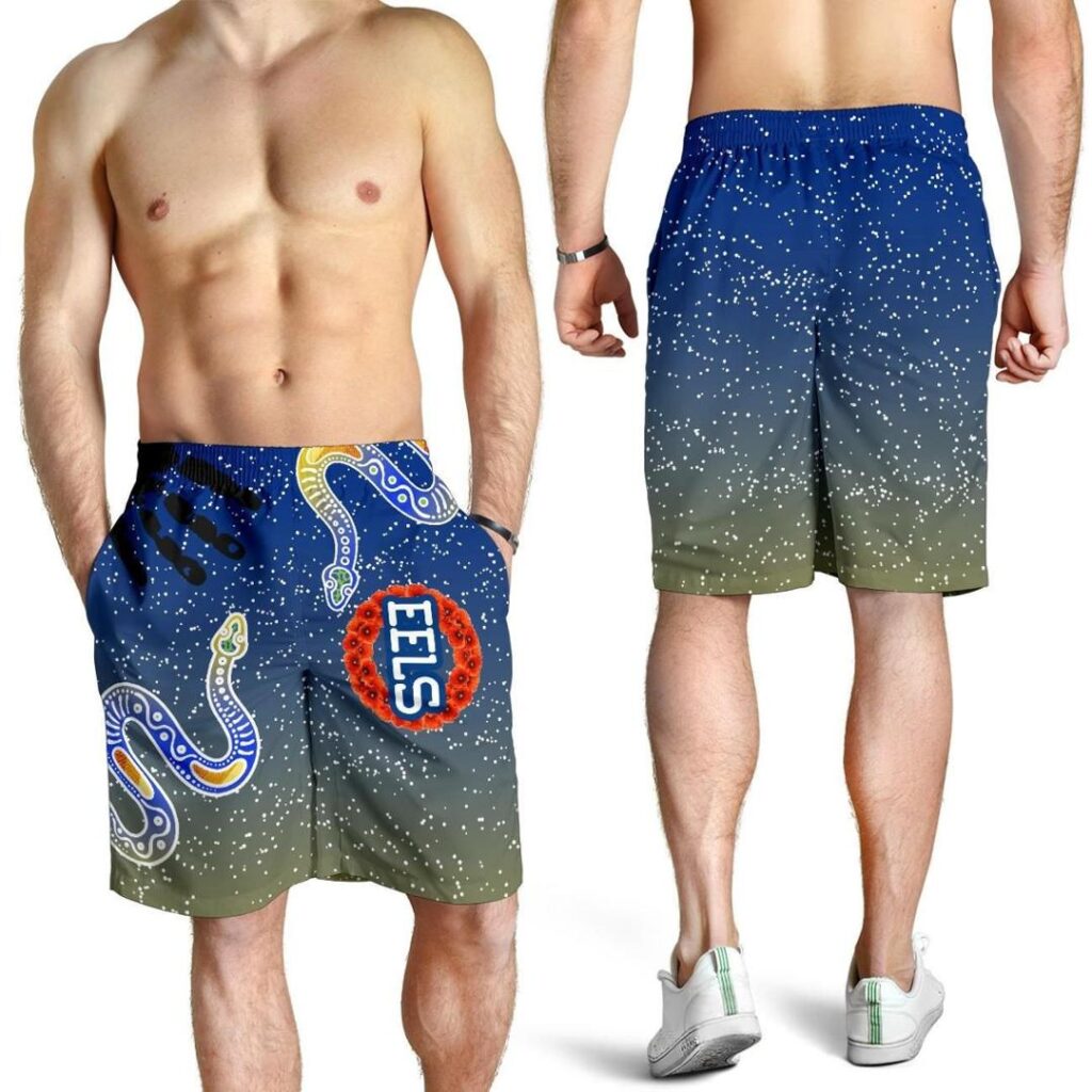 NRL Parramatta Eels Anzac Men Shorts Ethnic Style K36