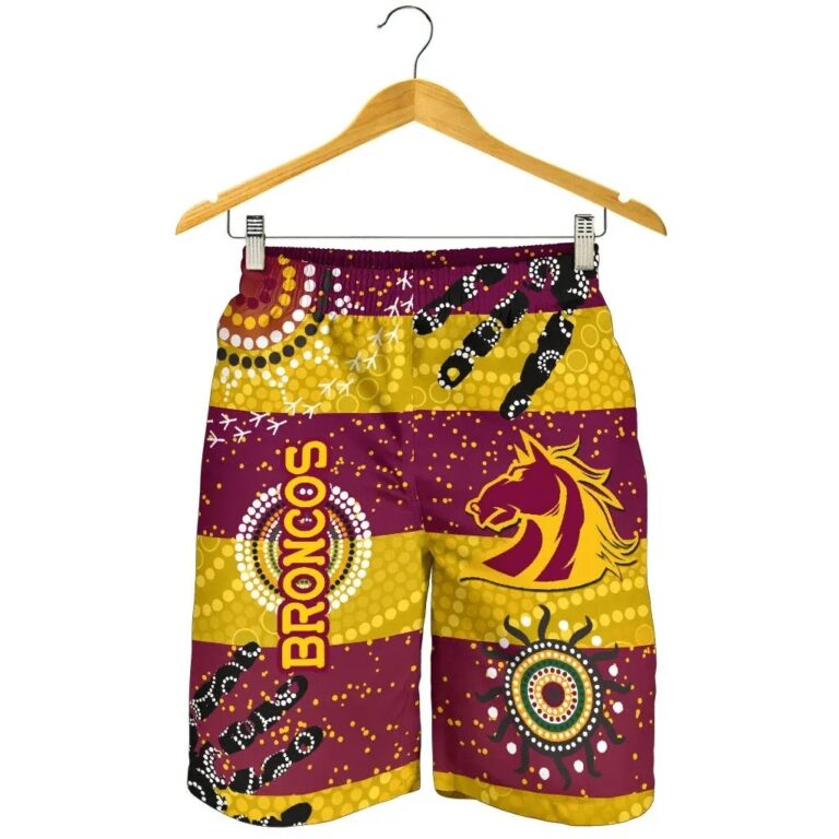 NRL Brisbane Broncos Men Shorts Indigenous Country Style No.1 K36