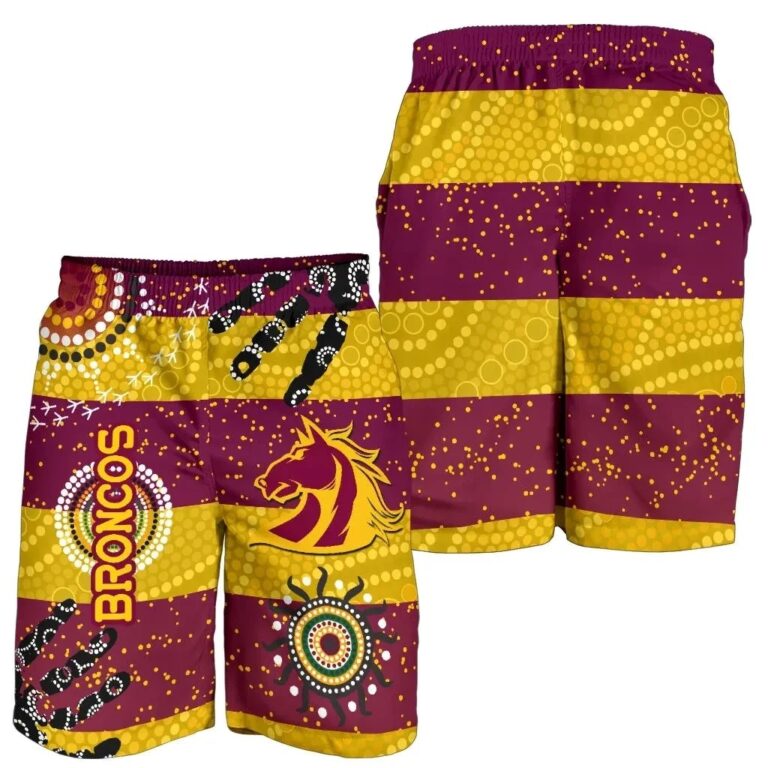 NRL Brisbane Broncos Men Shorts Indigenous Country Style No.1 K36