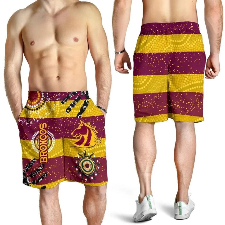 NRL Brisbane Broncos Men Shorts Indigenous Country Style No.1 K36