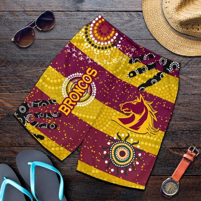 NRL Brisbane Broncos Men Shorts Indigenous Country Style No.1 K36
