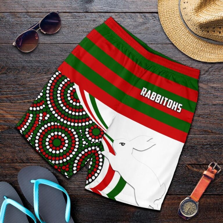 NRL Rabbitohs Indigenous Rugby Men's Shorts Rabbit Jumping TH5