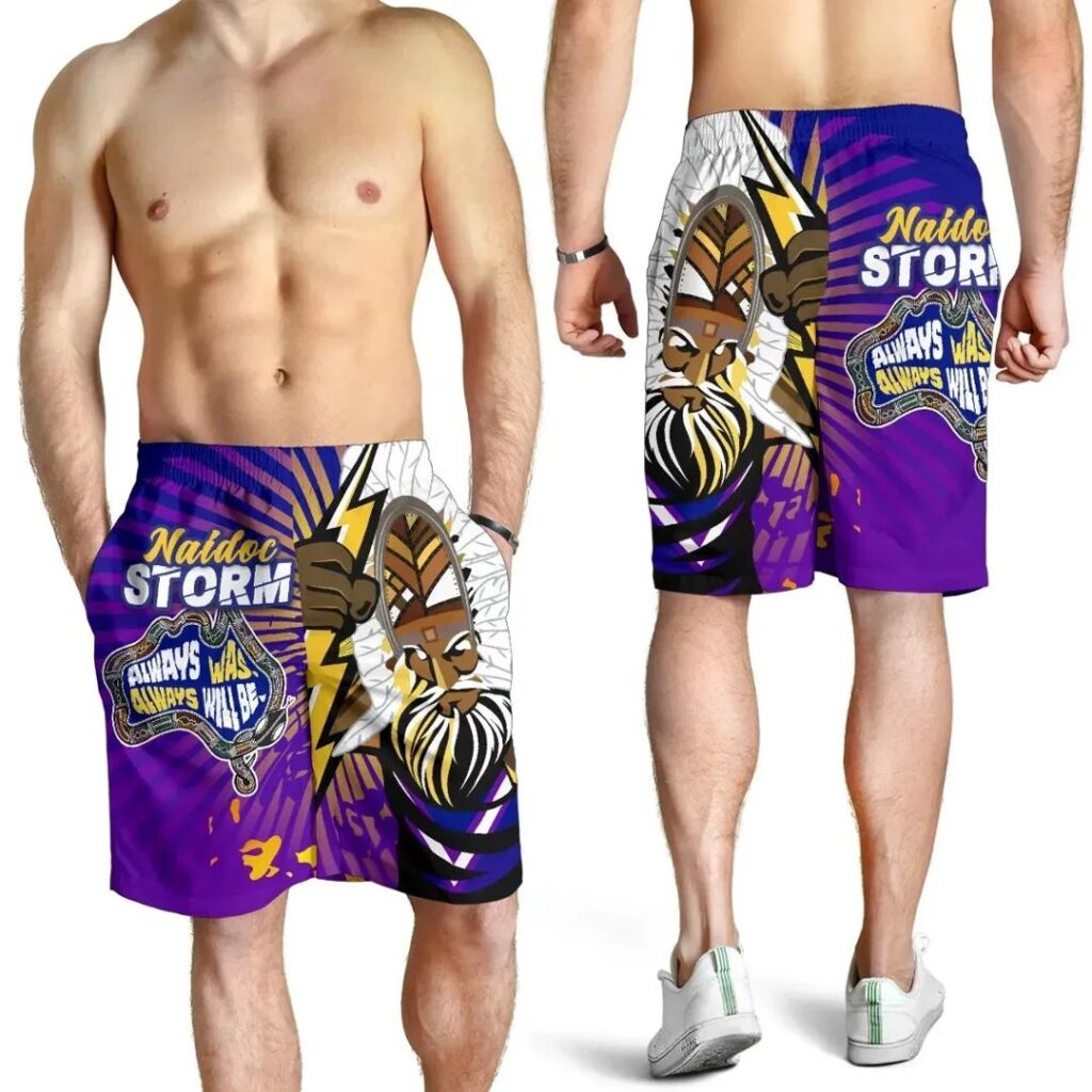 NRL Storm Naidoc Week All Over Print Men's Shorts Indigenous Style TH12