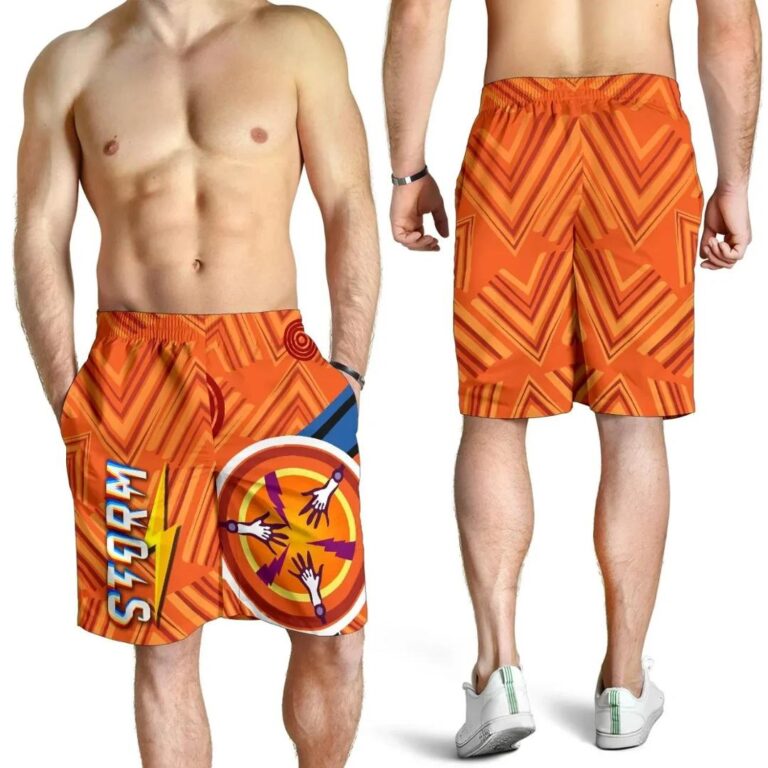 NRL Storm Men Shorts Simple Indigenous - Orange K8