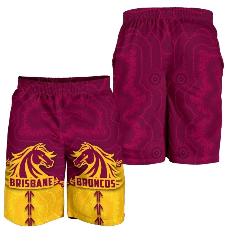 NRL Broncos Men Shorts Brisbane Aboriginal K4