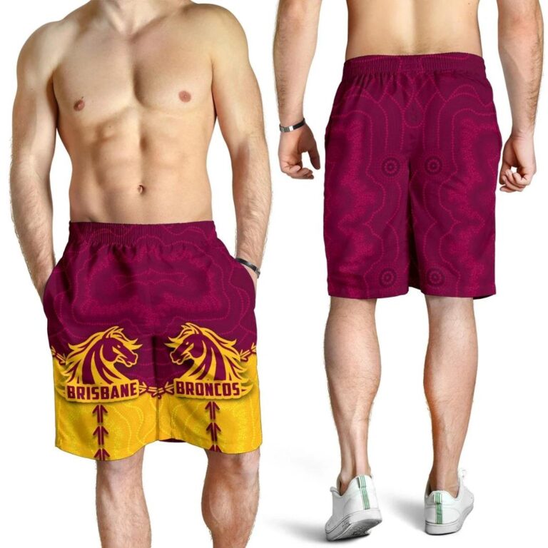 NRL Broncos Men Shorts Brisbane Aboriginal K4