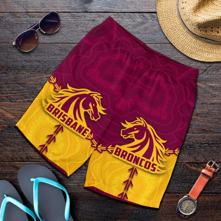 NRL Broncos Men Shorts Brisbane Aboriginal K4