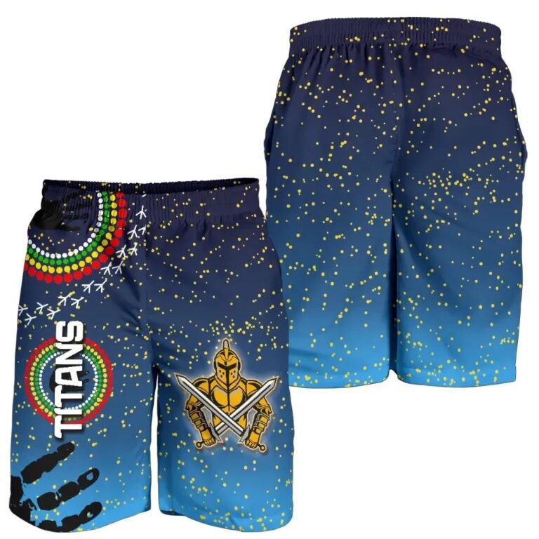 NRL Naidoc Titans Men Shorts Gold Coast Aboriginal K36