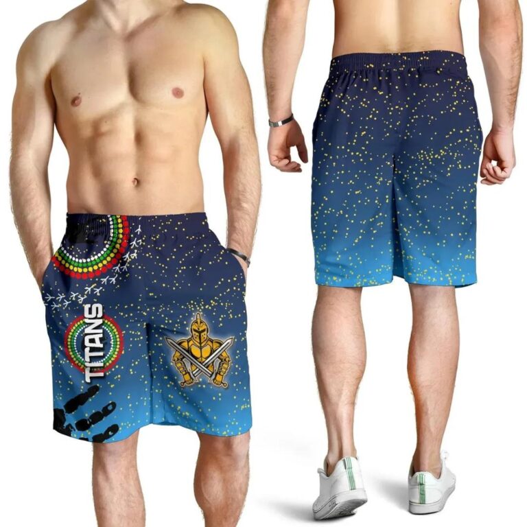 NRL Naidoc Titans Men Shorts Gold Coast Aboriginal K36