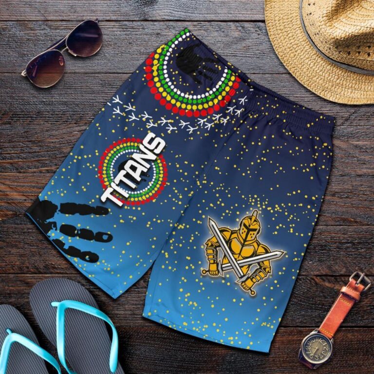 NRL Naidoc Titans Men Shorts Gold Coast Aboriginal K36