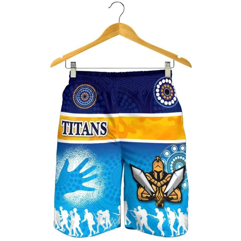 NRL Gold Coast Men Shorts Titans Gladiator Anzac Day 2021 Version - Indigenous K8