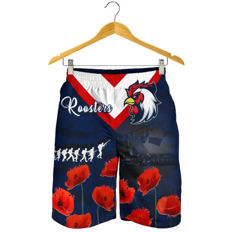 NRL Australia Roosters Men's Shorts Sydney Anzac Day Style TH5