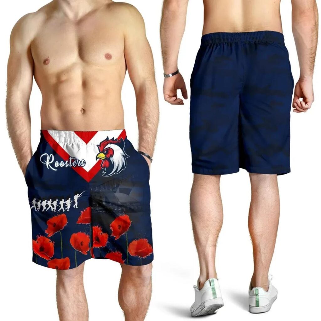 NRL Australia Roosters Men's Shorts Sydney Anzac Day Style TH5
