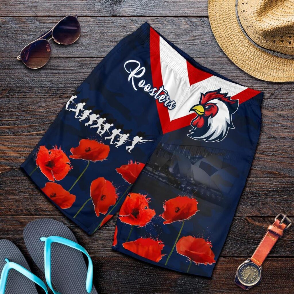 NRL Australia Roosters Men's Shorts Sydney Anzac Day Style TH5