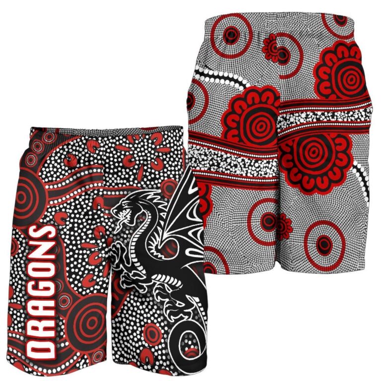 NRL St. George Dragons Men Shorts Unique Indigenous K8