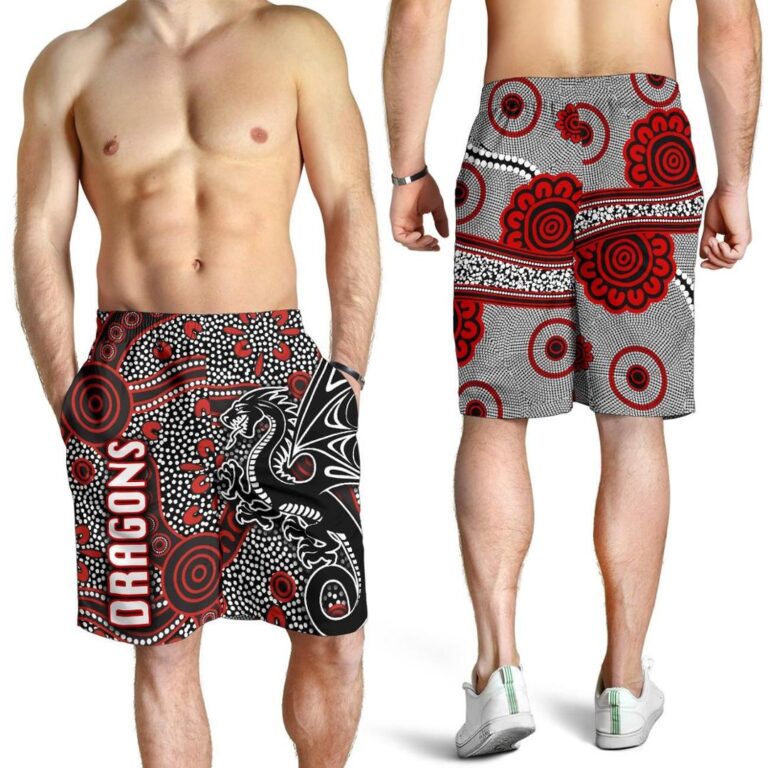 NRL St. George Dragons Men Shorts Unique Indigenous K8