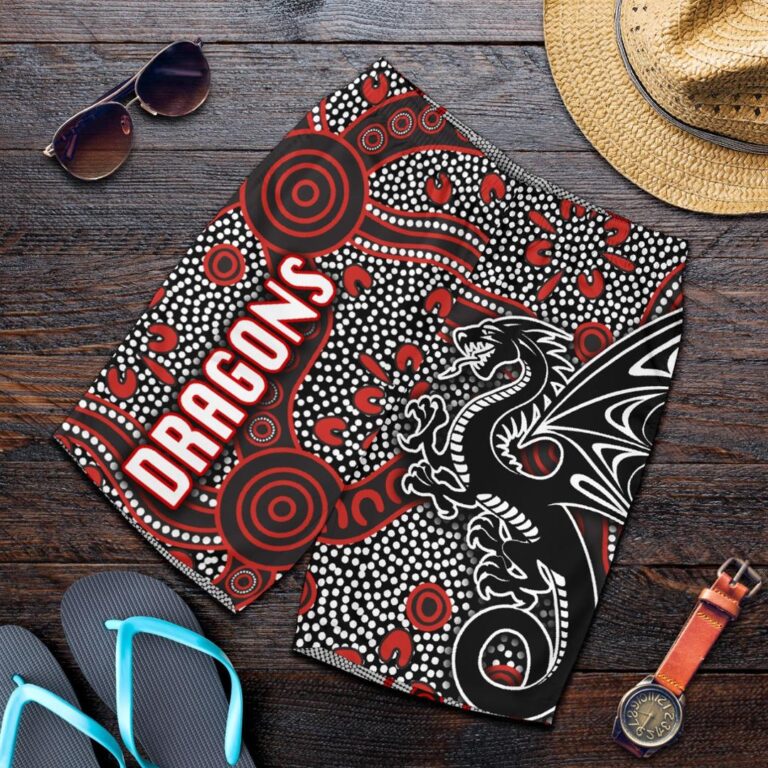 NRL St. George Dragons Men Shorts Unique Indigenous K8