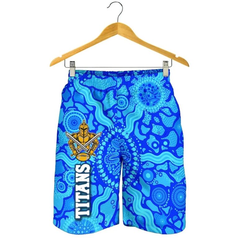 NRL Gold Coast Titans Men Shorts Indigenous Country Style - Light Blue K36