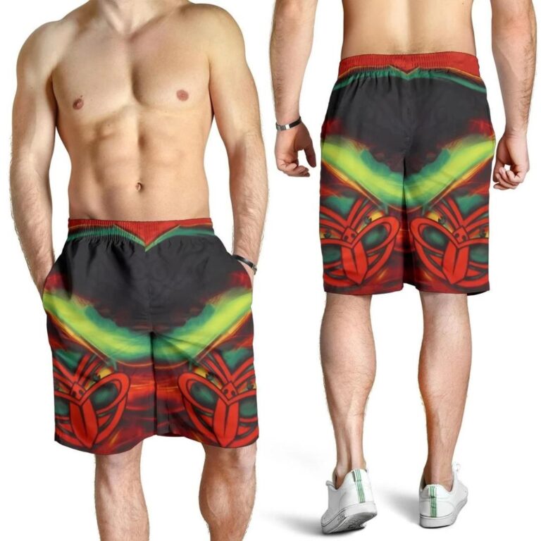 NRL New Zealand Shorts, New Zealand Warriors Rugby Men's All Over Print Board Shorts K4