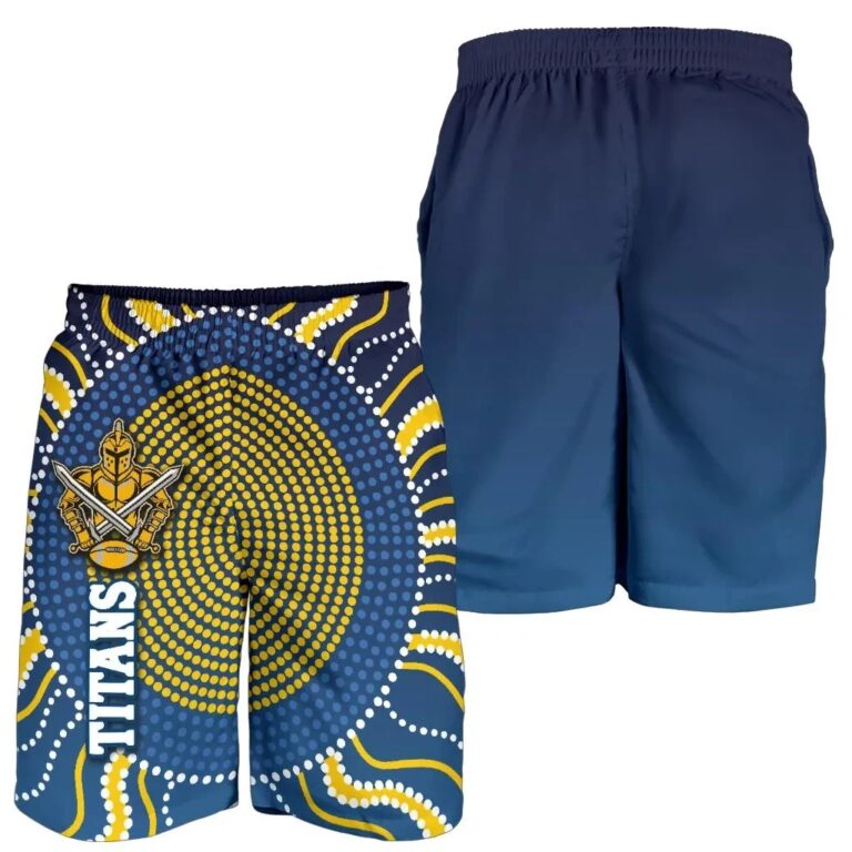 NRL Gold Coast Titans Men Shorts Indigenous Country Style - Navy K36