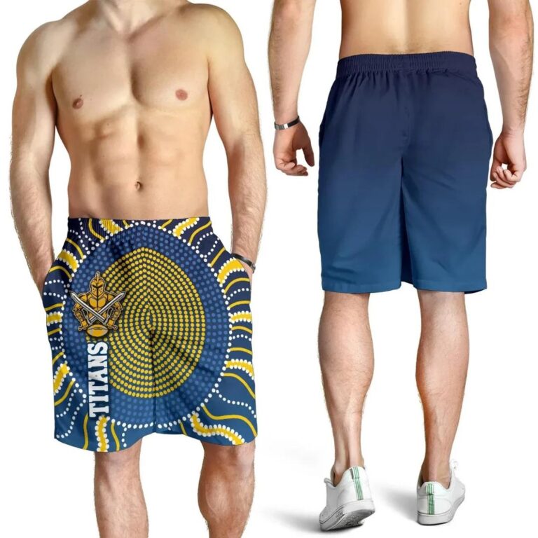 NRL Gold Coast Titans Men Shorts Indigenous Country Style - Navy K36