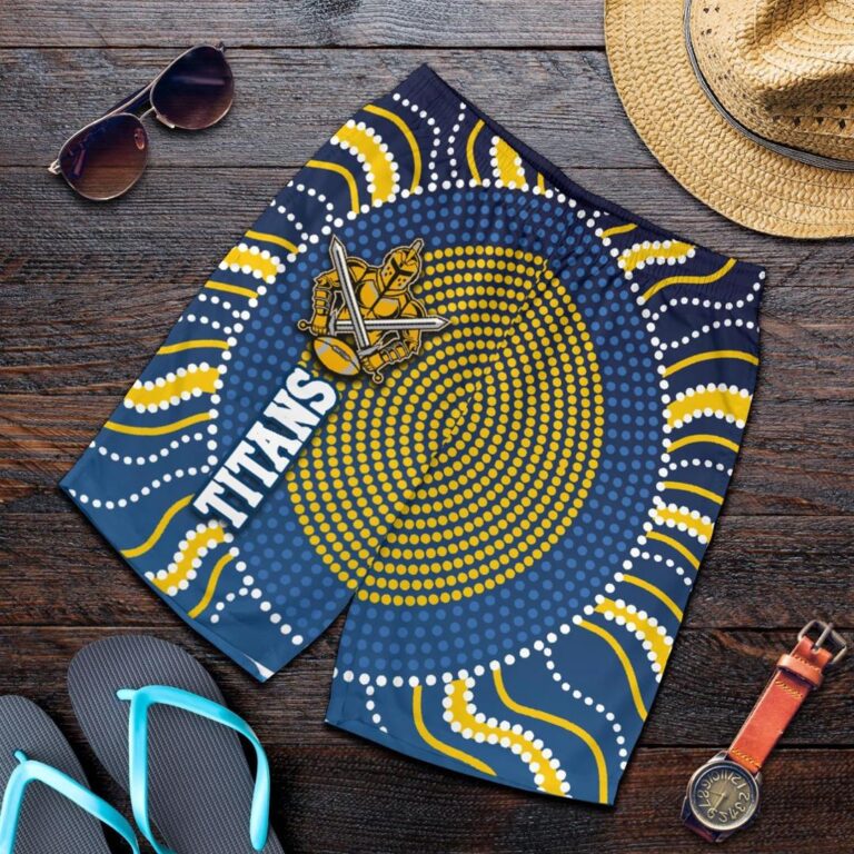 NRL Gold Coast Titans Men Shorts Indigenous Country Style - Navy K36