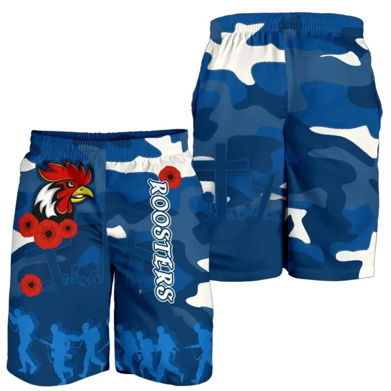 NRL Roosters Anzac Day Men Shorts Military - Blue k13