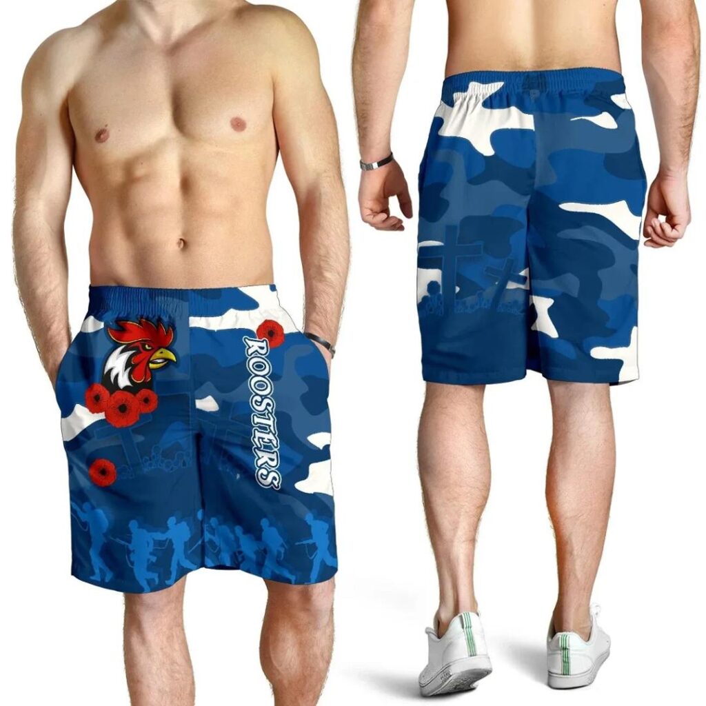 NRL Roosters Anzac Day Men Shorts Military - Blue k13
