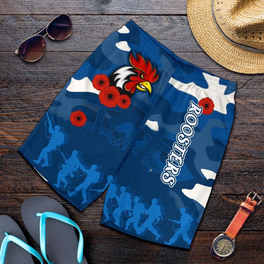NRL Roosters Anzac Day Men Shorts Military - Blue k13