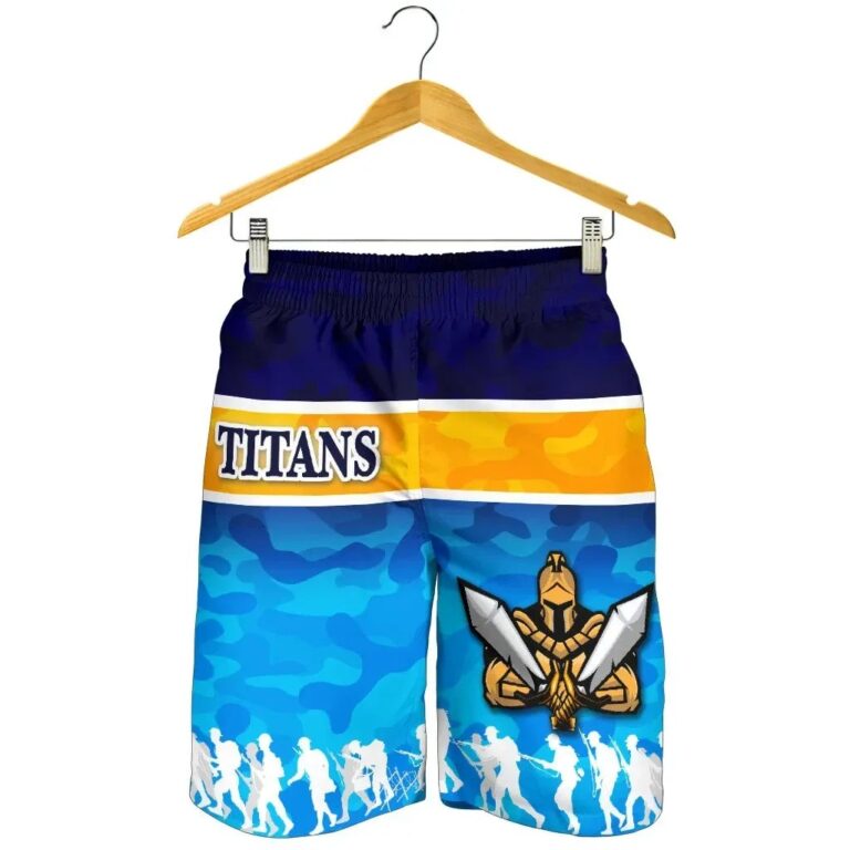 NRL Gold Coast Men Shorts Titans Gladiator Anzac Day 2021 Version - Camouflage K8