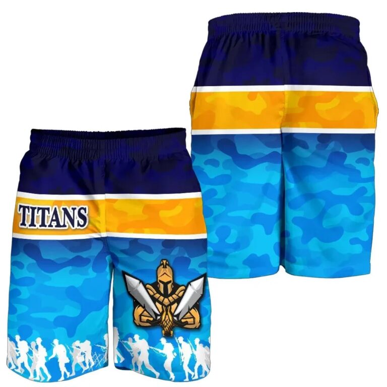 NRL Gold Coast Men Shorts Titans Gladiator Anzac Day 2021 Version - Camouflage K8