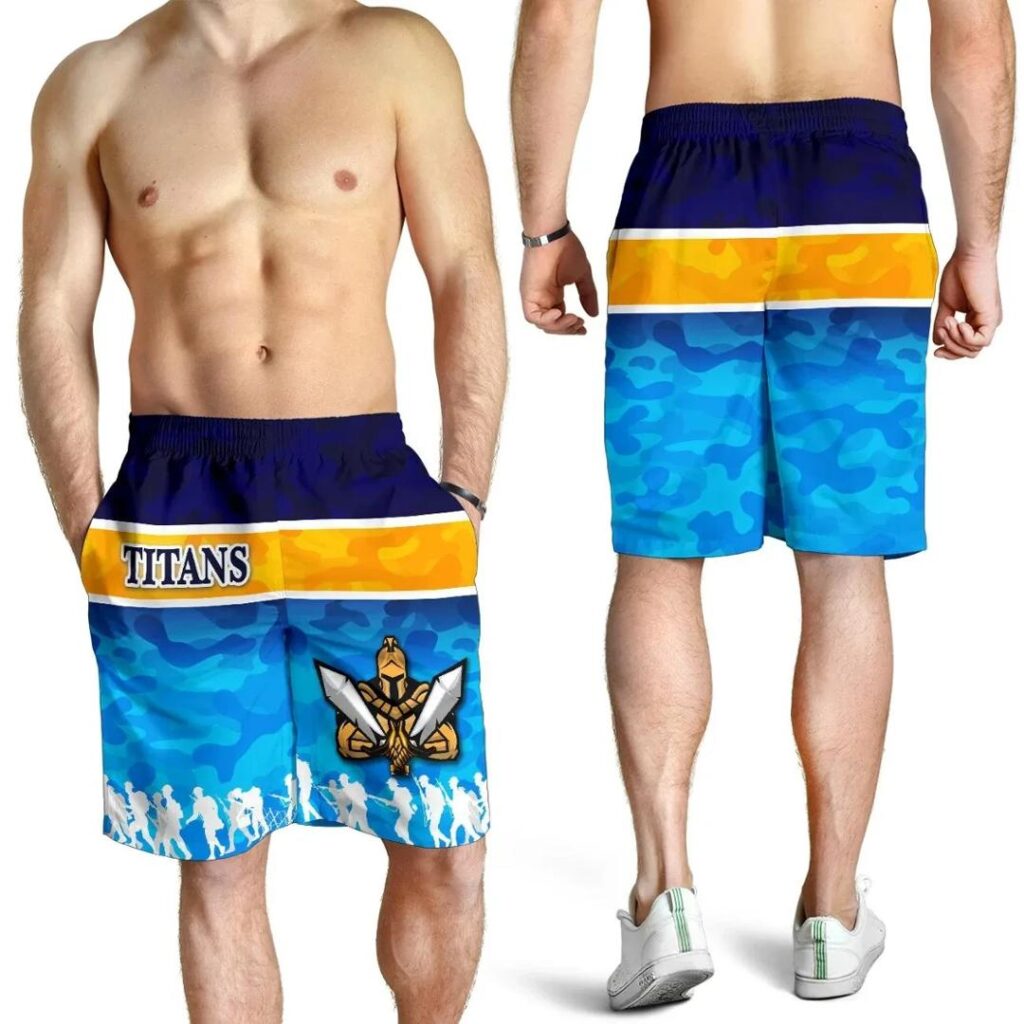 NRL Gold Coast Men Shorts Titans Gladiator Anzac Day 2021 Version - Camouflage K8