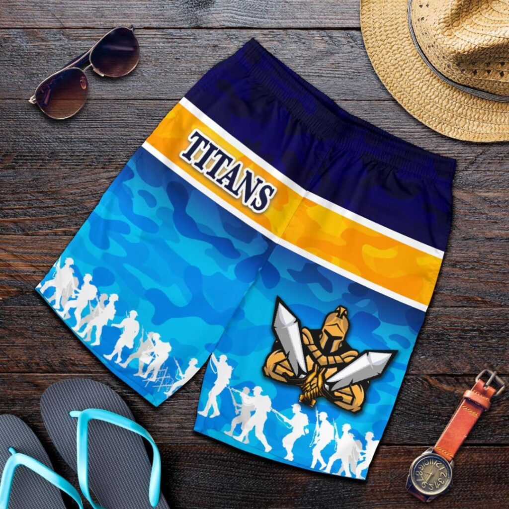 NRL Gold Coast Men Shorts Titans Gladiator Anzac Day 2021 Version - Camouflage K8