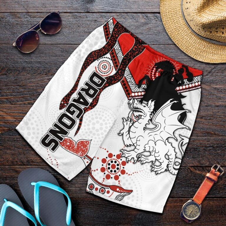 NRL Dragons Men's Shorts St. George Aboriginal White TH5