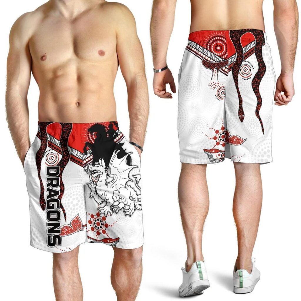 NRL Dragons Men's Shorts St. George Aboriginal White TH5