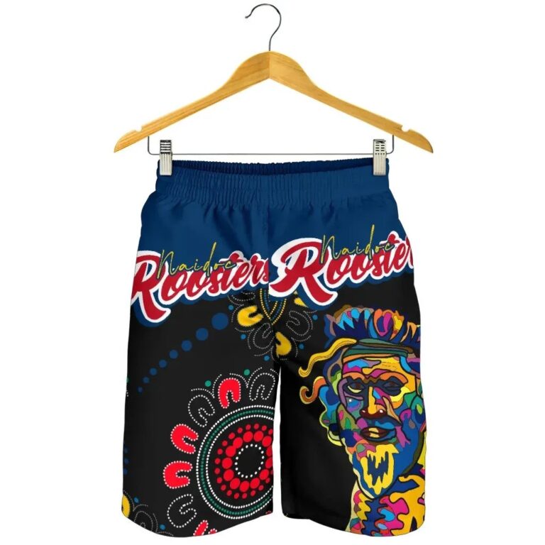 NRL Australia Roosters All Over Print Men's Shorts Naidoc Week Style - Black TH12