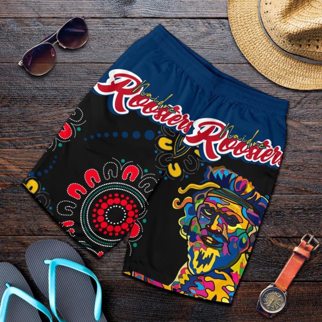 NRL Australia Roosters All Over Print Men's Shorts Naidoc Week Style - Black TH12