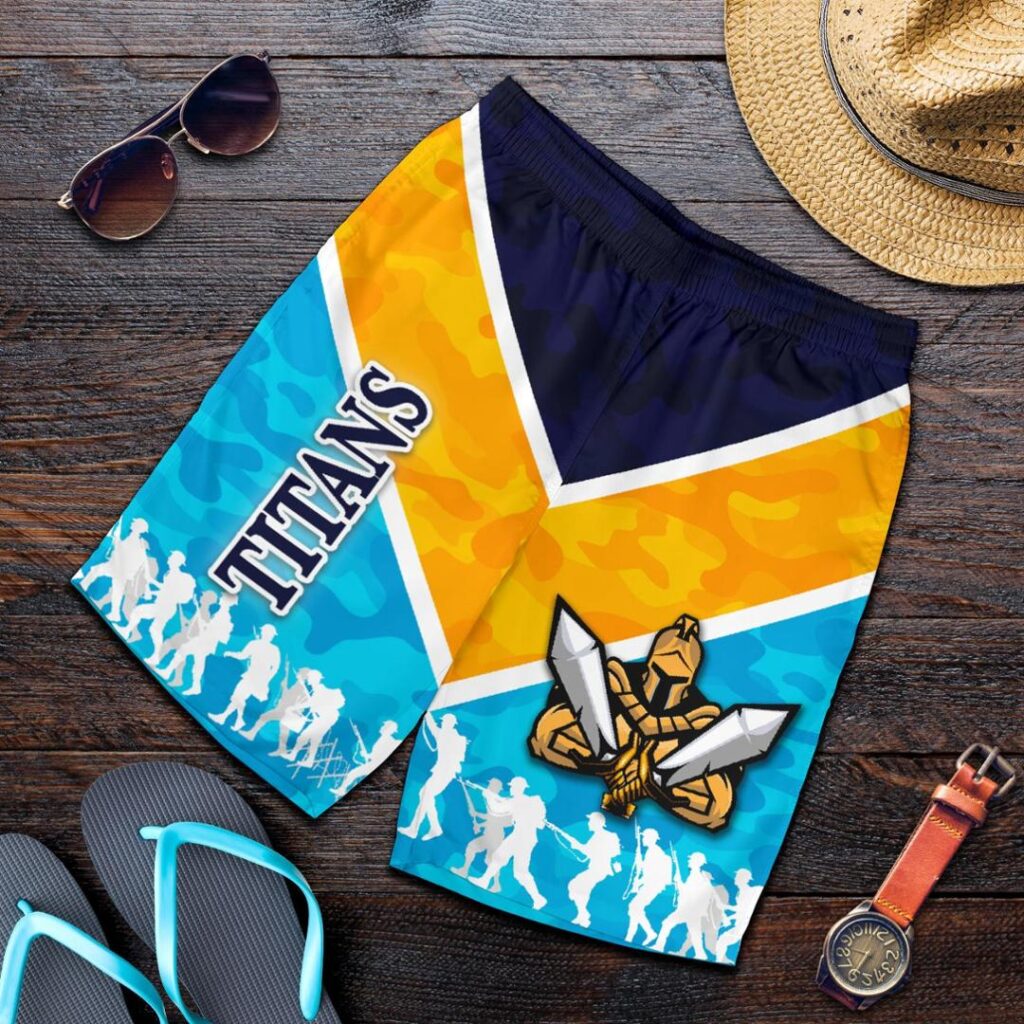 NRL Gold Coast Men Shorts Titans Gladiator Anzac Vibes K8