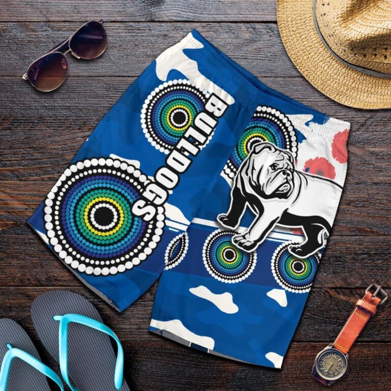 NRL Bulldogs Anzac Day Men Shorts Mix Indigenous K13