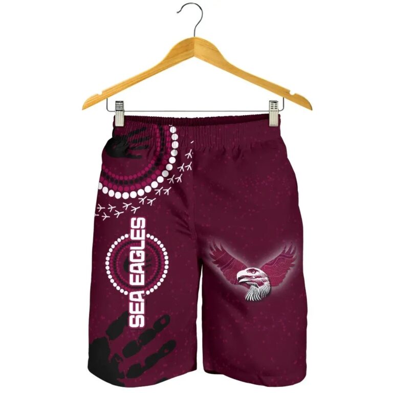 NRL Sea Eagles Men Shorts Indigenous Country Style K36