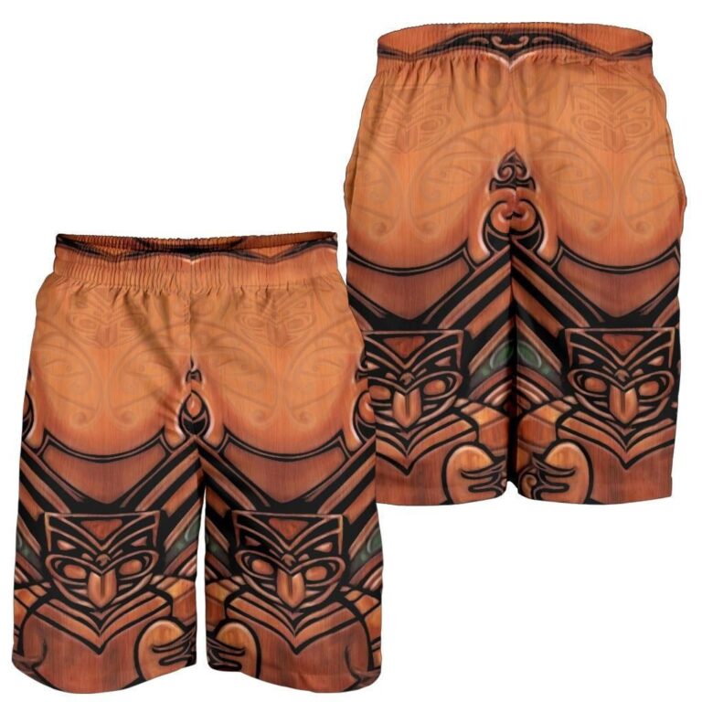 NRL New Zealand Shorts, New Zealand Warriors Men All Over Print Board Shorts Whakairo K4