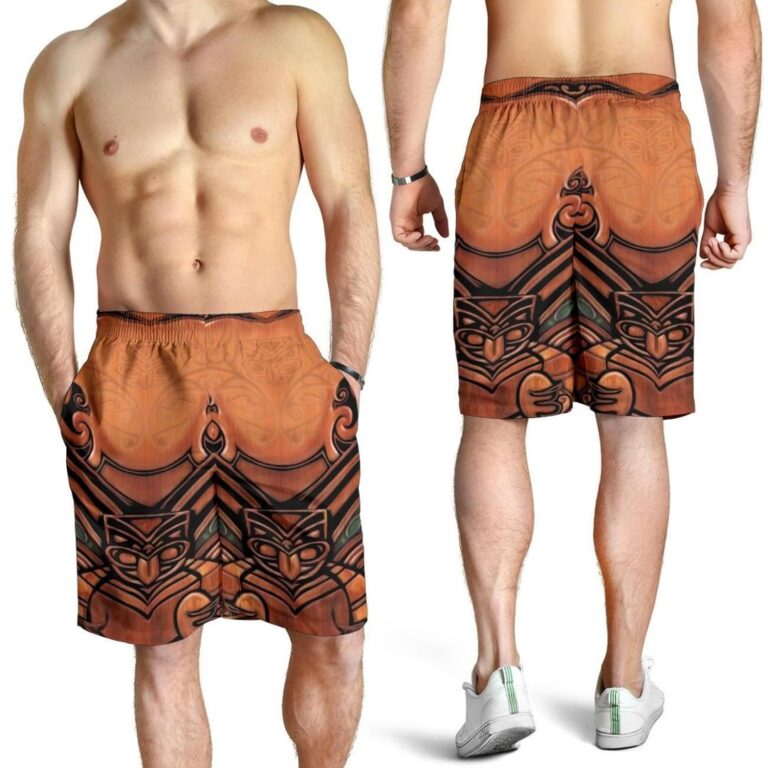 NRL New Zealand Shorts, New Zealand Warriors Men All Over Print Board Shorts Whakairo K4
