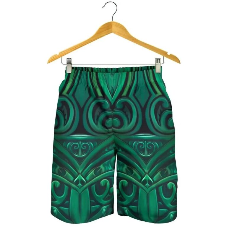NRL New Zealand Shorts, New Zealand Warriors Rugby Men All Over Print Board Shorts Green K4